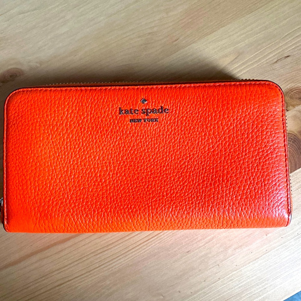 Beautiful Kate Spade bright orange leather wallet